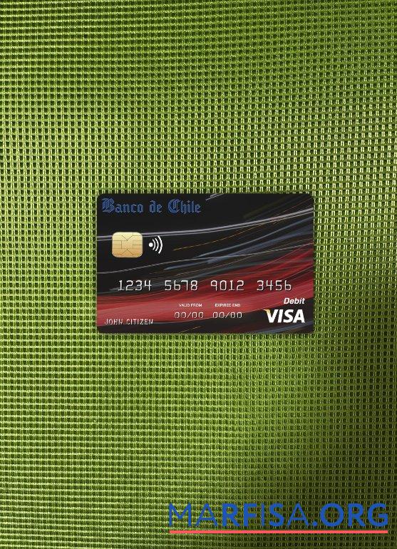 Blank Chile Banco de Chile bank visa card photolook front download for verification